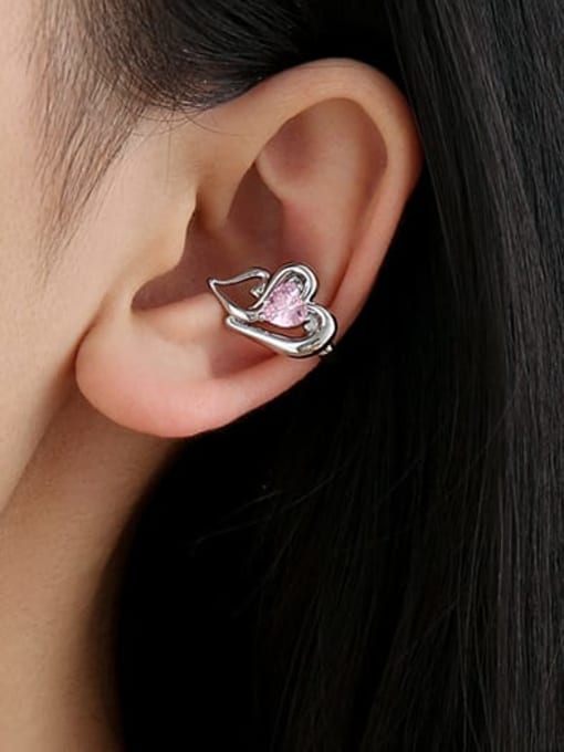 TINGS Brass Cubic Zirconia Heart Minimalist Single Earring(Only One) 1