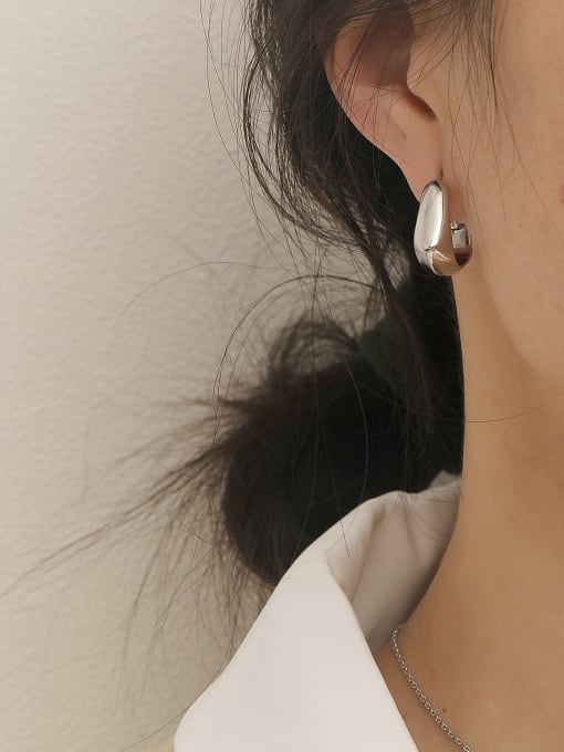 HYACINTH Brass Smooth Geometric Vintage Stud Trend Korean Fashion Earring 2