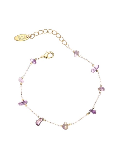 Purple Natural Stone Necklace Bracelet Brass Geometric Bohemia Beaded Necklace