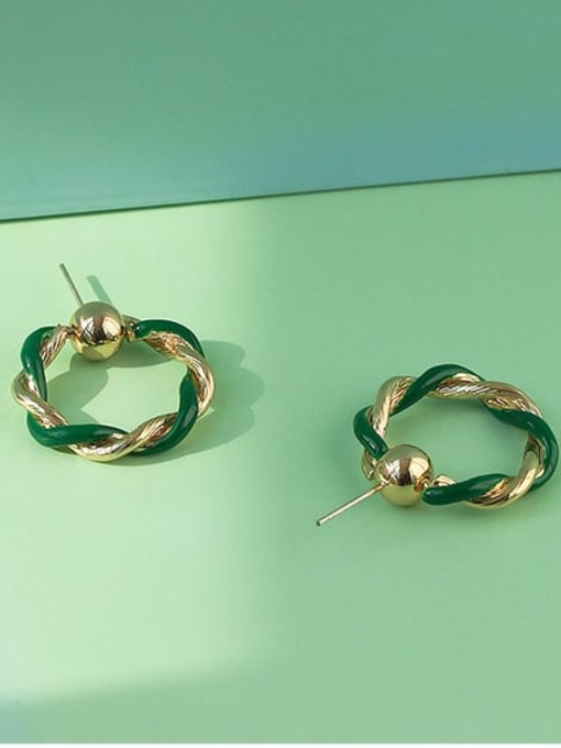Five Color Brass Enamel Geometric Vintage Drop Earring 2