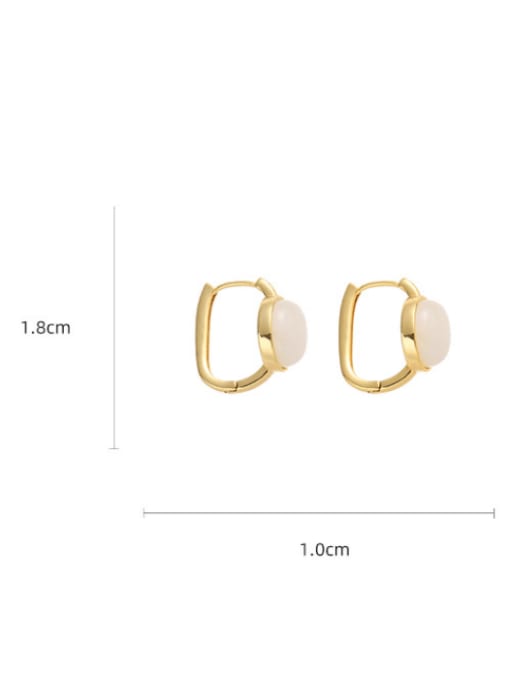 Five Color Brass Natural Stone Geometric Minimalist Huggie Earring 2