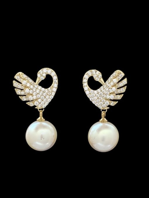 SUUTO Brass Cubic Zirconia Swan Cute Stud Earring
