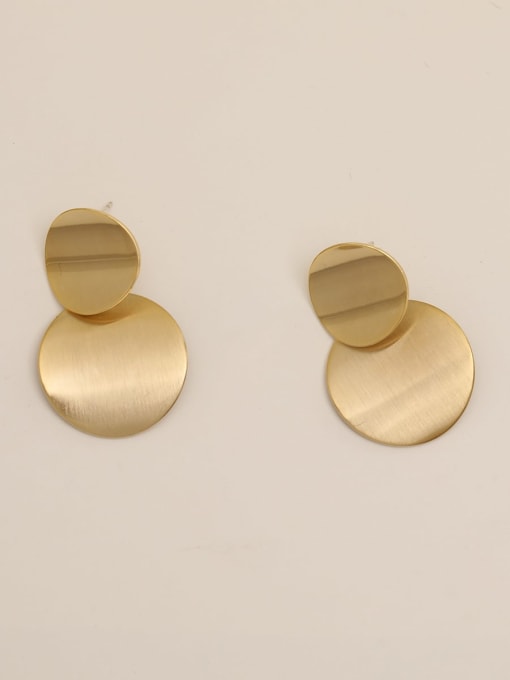 gold Brass Smooth Geometric Minimalist Drop Trend Korean Fashion Earring