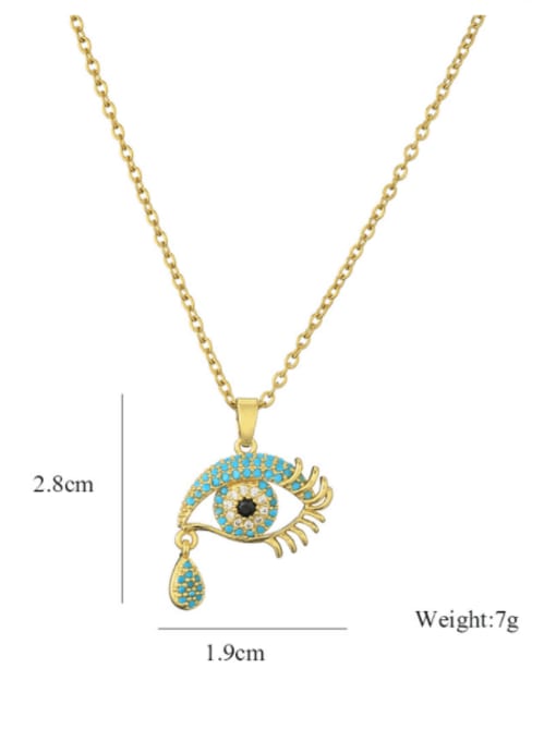AOG Brass Cubic Zirconia Vintage  Evil Eye Pendant Necklace 3