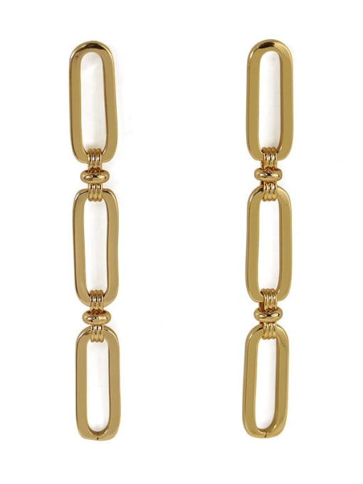 4 gold Brass Hollow Geometric Vintage Long Drop Earring