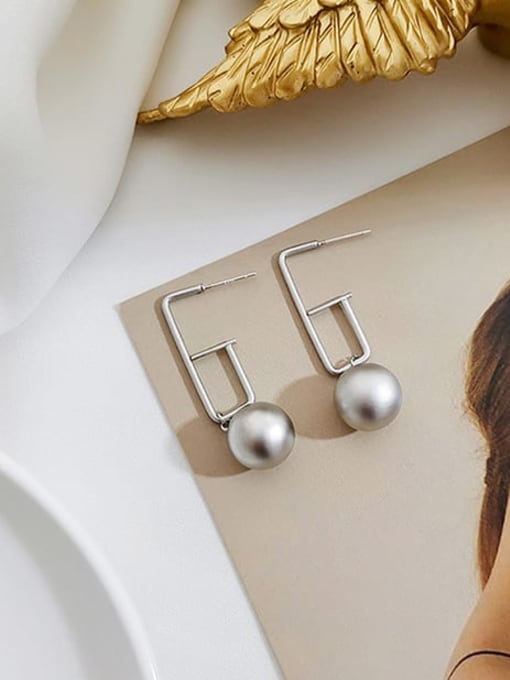 HYACINTH Copper Imitation Pearl Geometric Minimalist Stud Trend Korean Fashion Earring 3