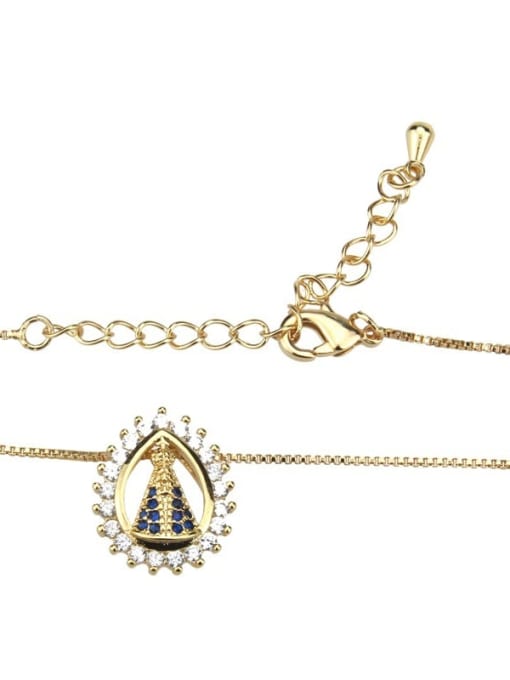 renchi Brass Rhinestone water drop minimalist Pendant Necklace 1