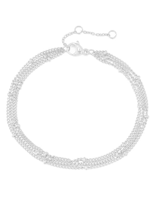 Three layer steel color Stainless steel Imitation Pearl Irregular Minimalist Strand Bracelet