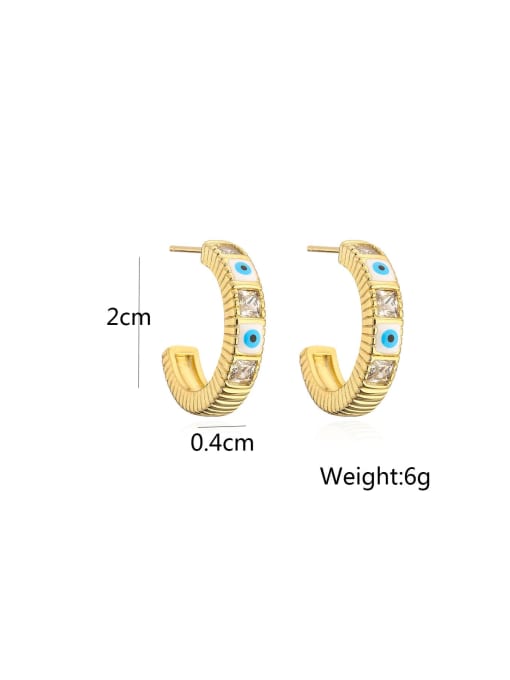 AOG Brass Cubic Zirconia Enamel Geometric Dainty Stud Earring 2