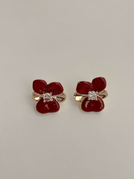 YOUH Brass Enamel Butterfly Hip Hop Stud Earring