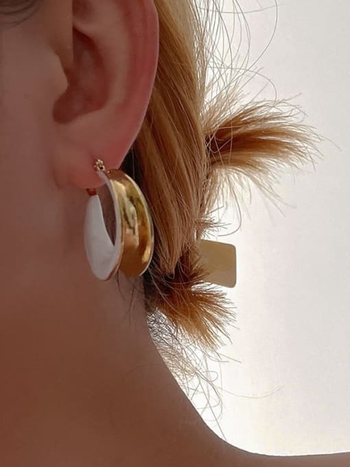 YOUH Brass Enamel Geometric Minimalist Huggie Earring 1