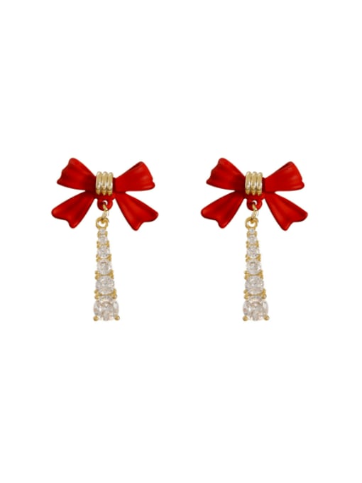 HYACINTH Brass Enamel Bowknot Minimalist Drop Earring 2