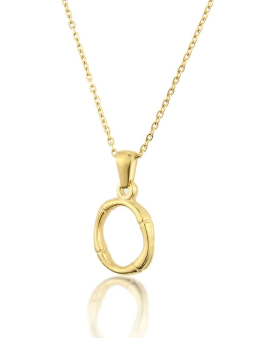 O Titanium Rhinestone minimalist letter Pendant Necklace