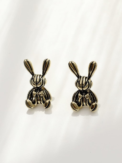 Gujin Brass Rabbit Vintage Stud Trend Korean Fashion Earring