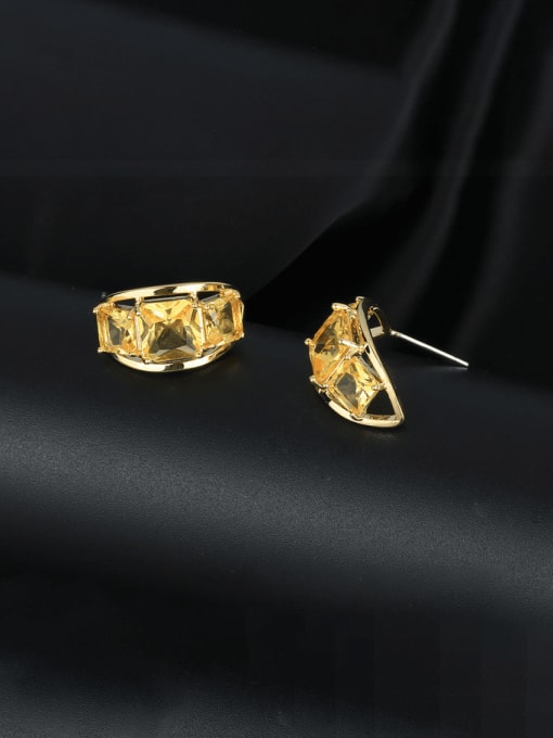 OUOU Brass Cubic Zirconia Geometric Luxury Stud Earring 1