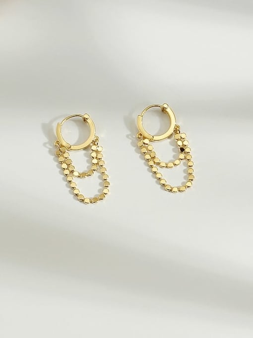 14K gold Copper Hollow Geometric Minimalist Chain Huggie Trend Korean Fashion Earring