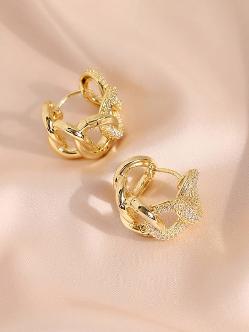 16K gold Brass Cubic Zirconia Geometric Minimalist Stud Earring