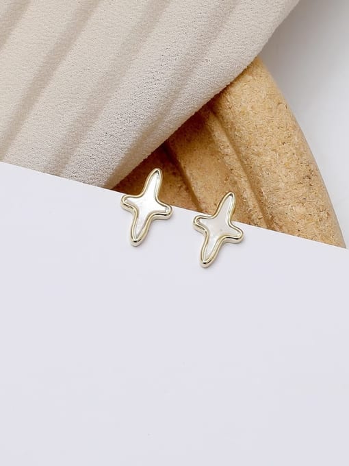 HYACINTH Copper Enamel Cross Minimalist Stud Trend Korean Fashion Earring 3