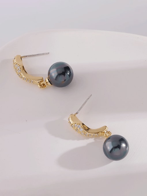14k gold Brass Cubic Zirconia Geometric Vintage Drop Earring
