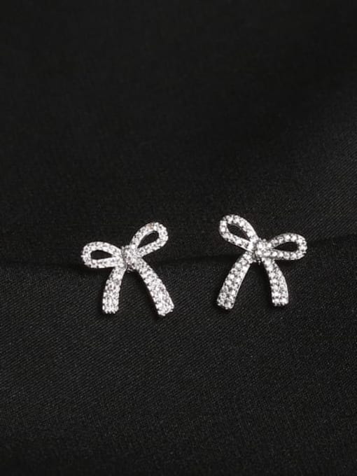 ACCA Brass Cubic Zirconia Bowknot Classic Stud Earring 0
