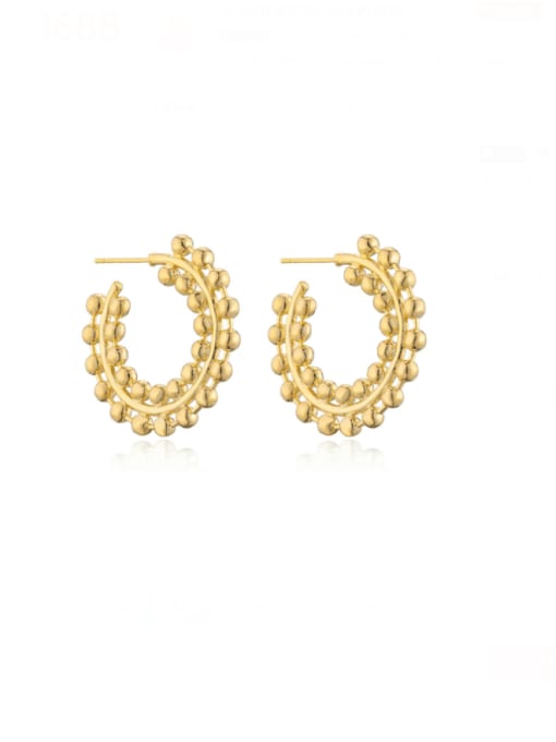 41510 Brass Geometric Vintage C Shape Stud Earring