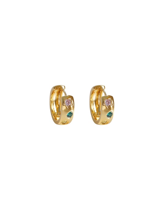 HYACINTH Brass Cubic Zirconia Geometric Trend Stud Earring 0