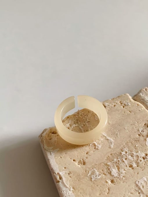 Opening Beige (inner diameter 1.6cm) Resin Geometric Vintage Translucent texture Band Ring