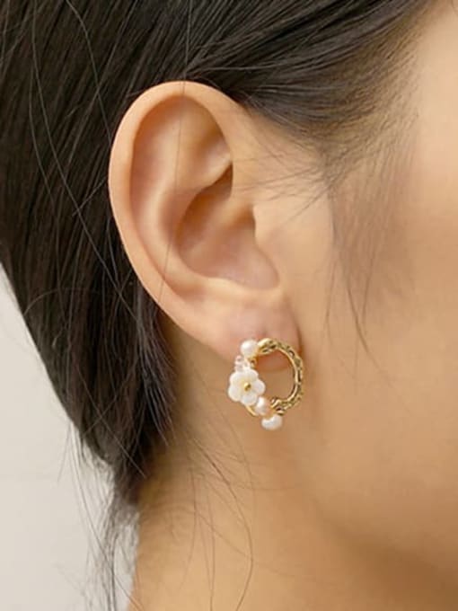 HYACINTH Brass Resin Flower Vintage Stud Trend Korean Fashion Earring 1