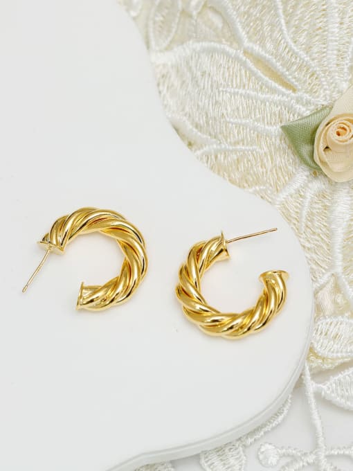 18K gold Brass Geometric Minimalist Stud Earring