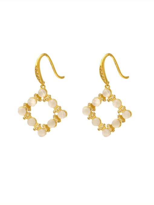 14 K gold Brass Cubic Zirconia Geometric Minimalist Hook Trend Korean Fashion Earring