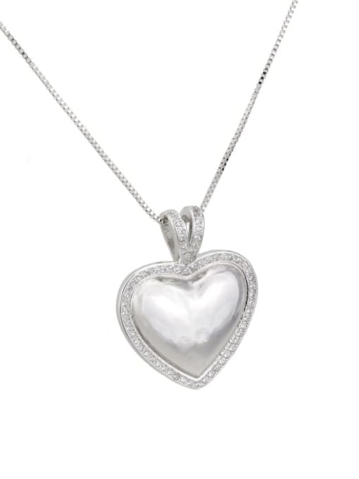 renchi Brass Rhinestone minimalist Heart Pendant Necklace 2