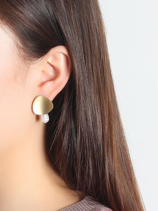 HYACINTH Copper Imitation Pearl Round Minimalist Drop Trend Korean Fashion Earring 1