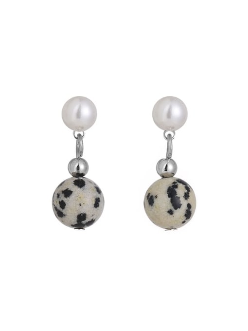 Natural Stone Brass Imitation Pearl Geometric Hip Hop Drop Earring