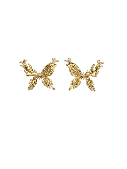 earring Brass Hip Hop Butterfly Earring and Necklace Set