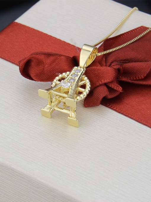renchi Brass Cubic Zirconia  Ethnic  Eiffel Tower pendant Necklace 3