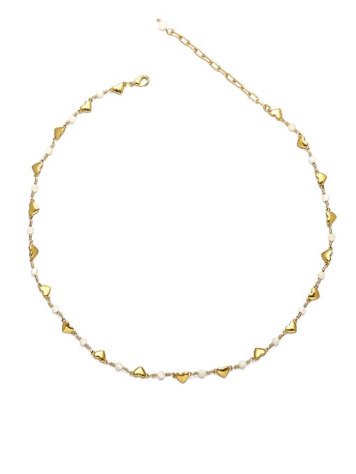 Love Chain Brass Shell Minimalist Heart  Bracelet and Necklace Set