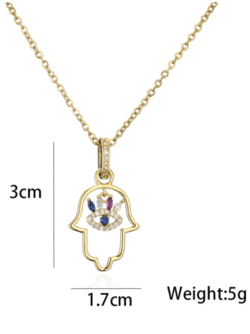 AOG Brass Cubic Zirconia Hand Of Gold Vintage Plam Pendant  Necklace 2