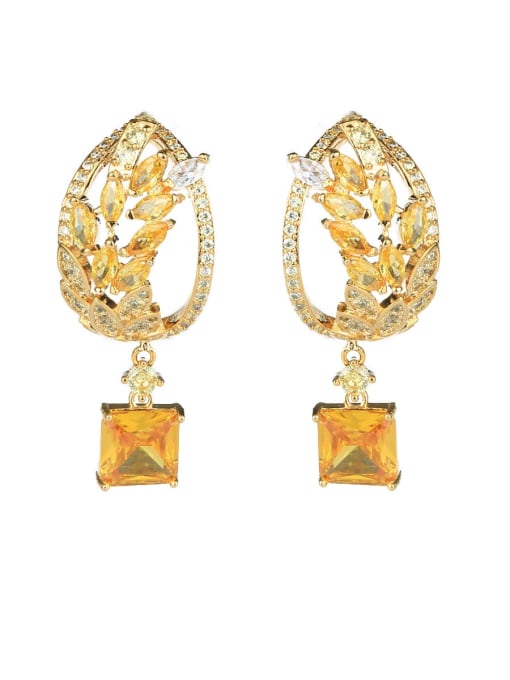 OUOU Brass Cubic Zirconia Geometric Luxury Cluster Earring 3
