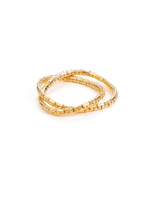 double-deck Brass Geometric Minimalist Stackable Ring