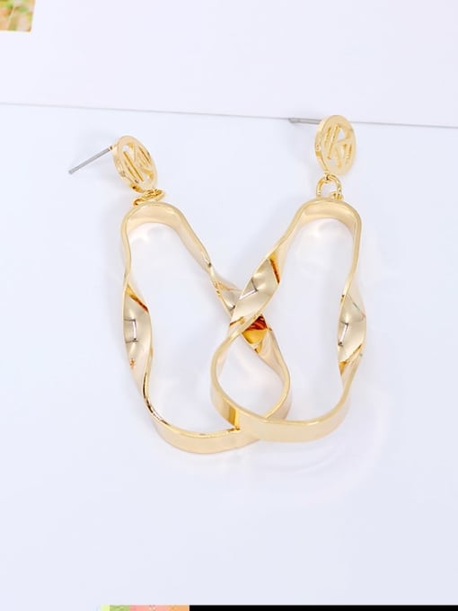 18K gold Copper Hollow Geometric Minimalist Drop Trend Korean Fashion Earring