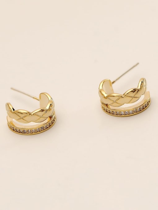 HYACINTH Brass Cubic Zirconia Geometric Minimalist Stud Trend Korean Fashion Earring 2