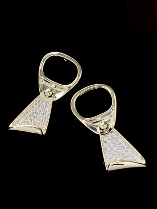 golden Brass Cubic Zirconia Irregular Luxury Stud Earring