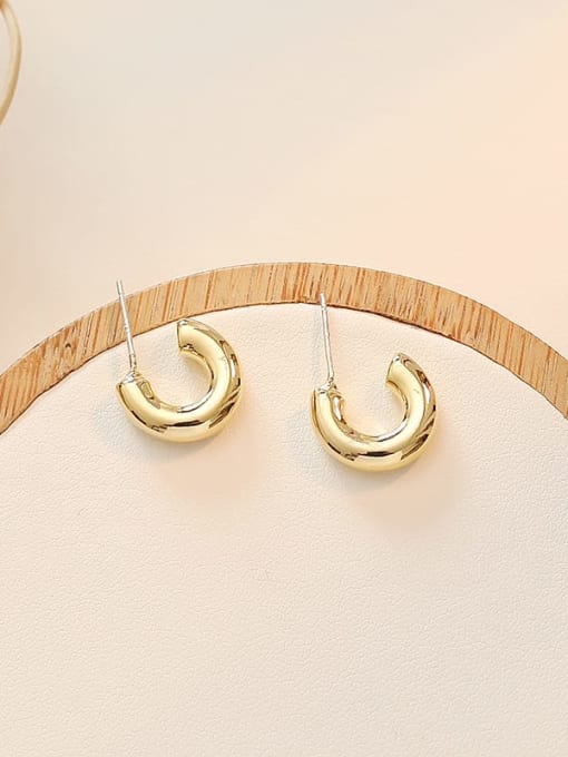 HYACINTH Copper Minimalist C shape Stud Trend Korean Fashion Earring 1