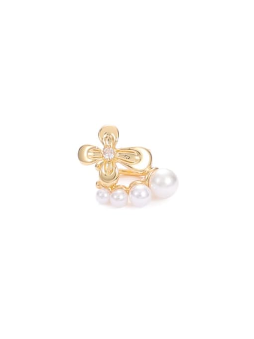 Five Color Brass Imitation Pearl Flower Vintage Single Earring 0