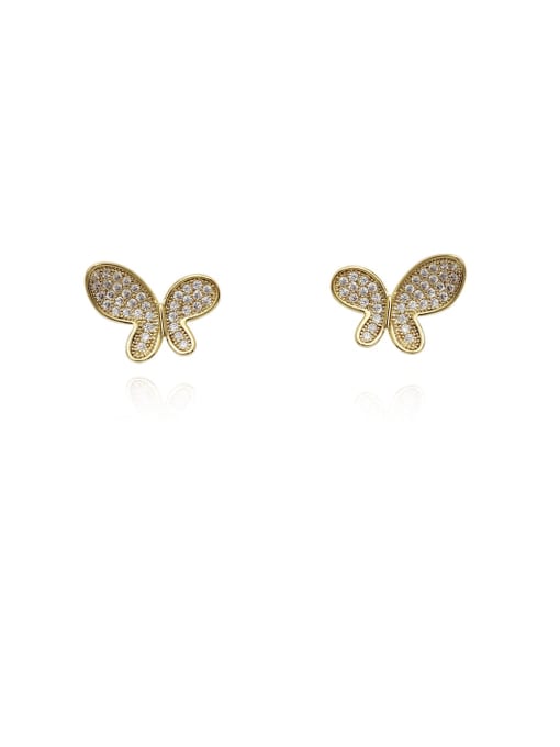 HYACINTH Copper Cubic Zirconia Butterfly Cute Stud Trend Korean Fashion Earring 0