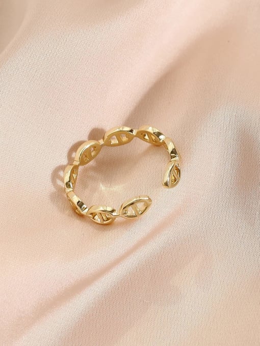 14k Gold Brass Hollow Geometric Minimalist Band Ring