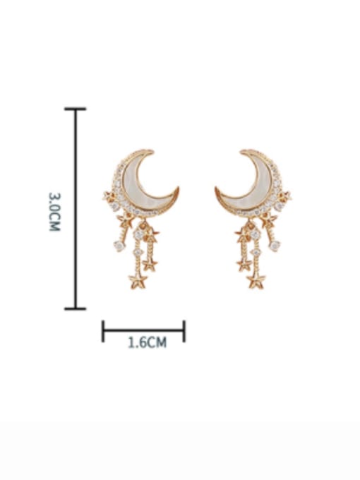HYACINTH Brass Shell Moon Tassel Trend Clip Earring 3