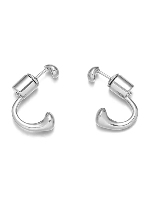 White gold earrings Brass Geometric Minimalist Stud Earring