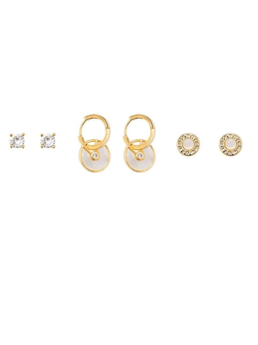 HYACINTH Brass Shell Geometric Minimalist Stud Trend Korean Fashion Earring
