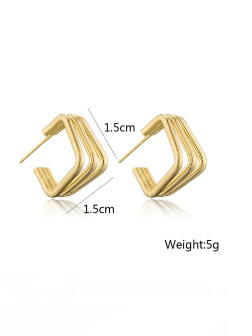 AOG Brass Hollow Geometric Minimalist Stud Earring 3